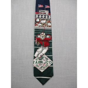 Tabasco Multicolor‎ Novelty Football Illustrated Pattern Sports Necktie Mens